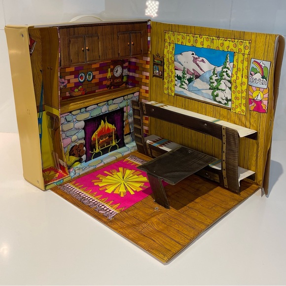 Coffret De Transport Vintage Barbie – Chalet De Ski Mattel 1972, Pour Poupées Et Accessoires